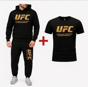 UFC Black Shirt, Hoodie and Sweatpants Set